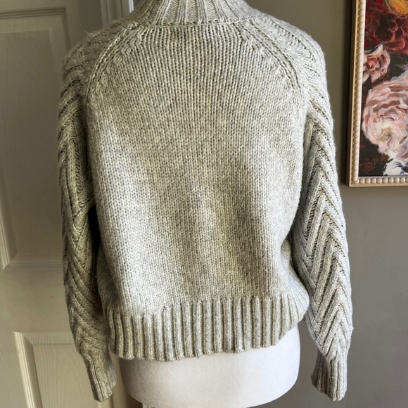 Cozy Chevron Knit Mock Neck Sweater Pullover - Neutral Tones, Stylish & Warm - Picture 2 of 8